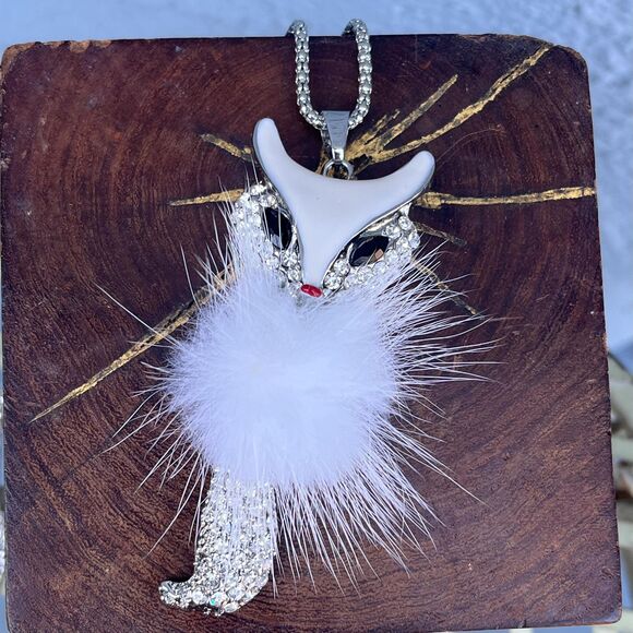 Vintage Fox Necklace Articulated pendant 90s y2k Quirky Statement Jewelry - Picture 5 of 10